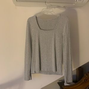 Grey long sleeve square neck